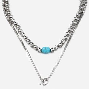 Turquoise & Silver Boho Necklace Victoria Emerson 39”